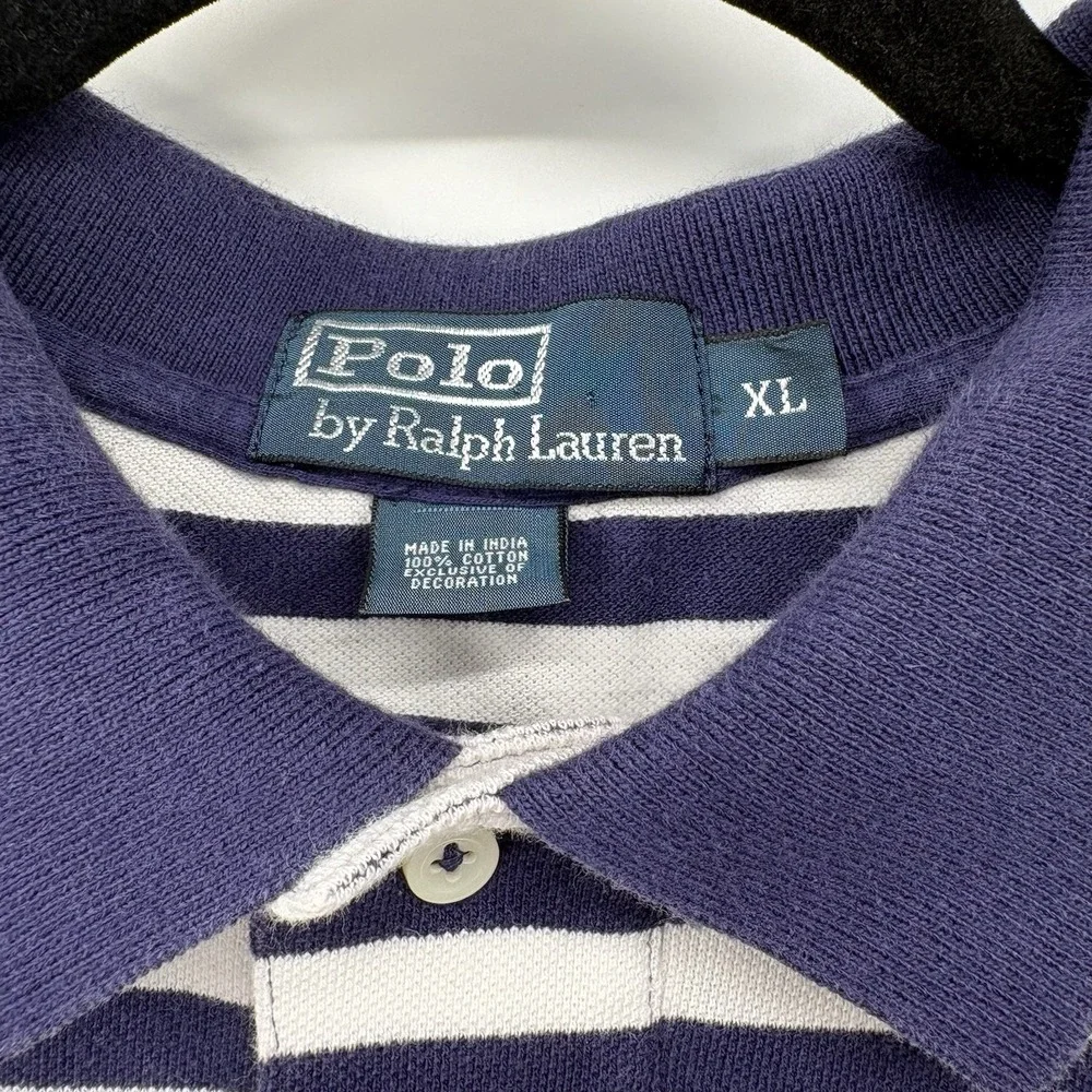 Polo Ralph Lauren Men's Size XL Polo Shirt Striped Blue Yellow Pony Vintage